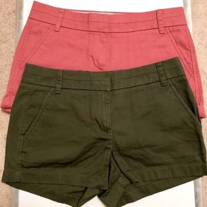 2 pairs j crew chino shorts size 2